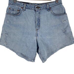 Vintage Levis Jean Shorts Size 13 90s 550 Relaxed Fit Distressed Cut Offs FLAWED